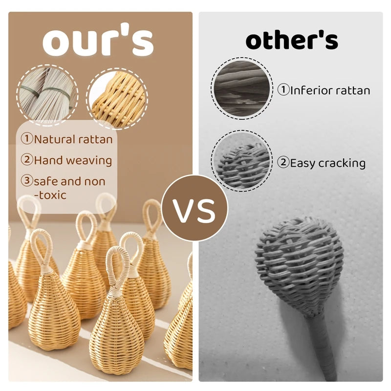 Handmade Rattan Baby Rattle – Montessori-Inspired Sensory Toy for Infants