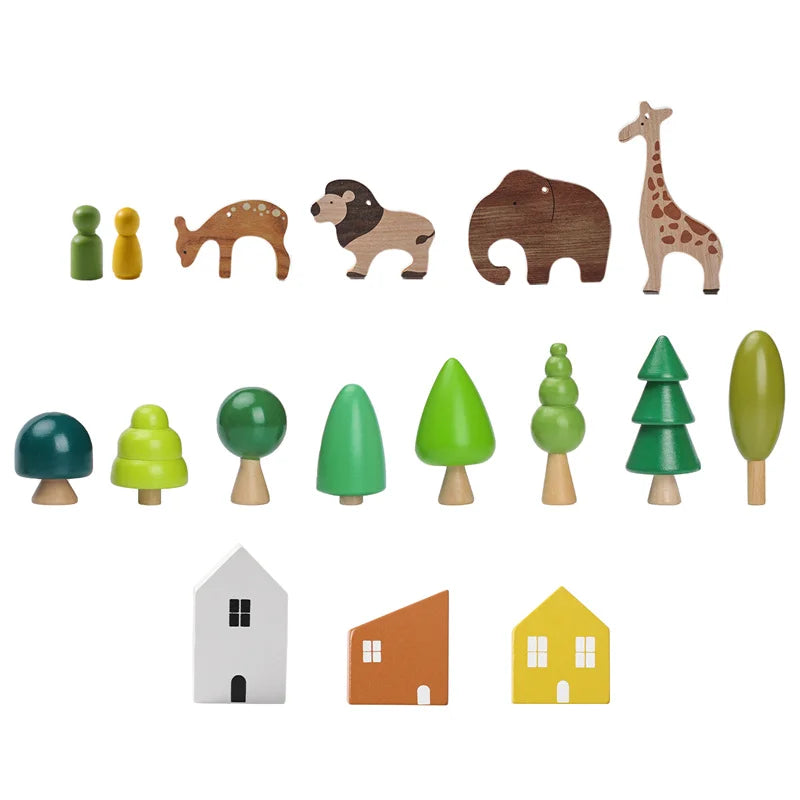 Wooden Forest & Animal Play Set – Natural Simulation Toy for Imaginative Learning