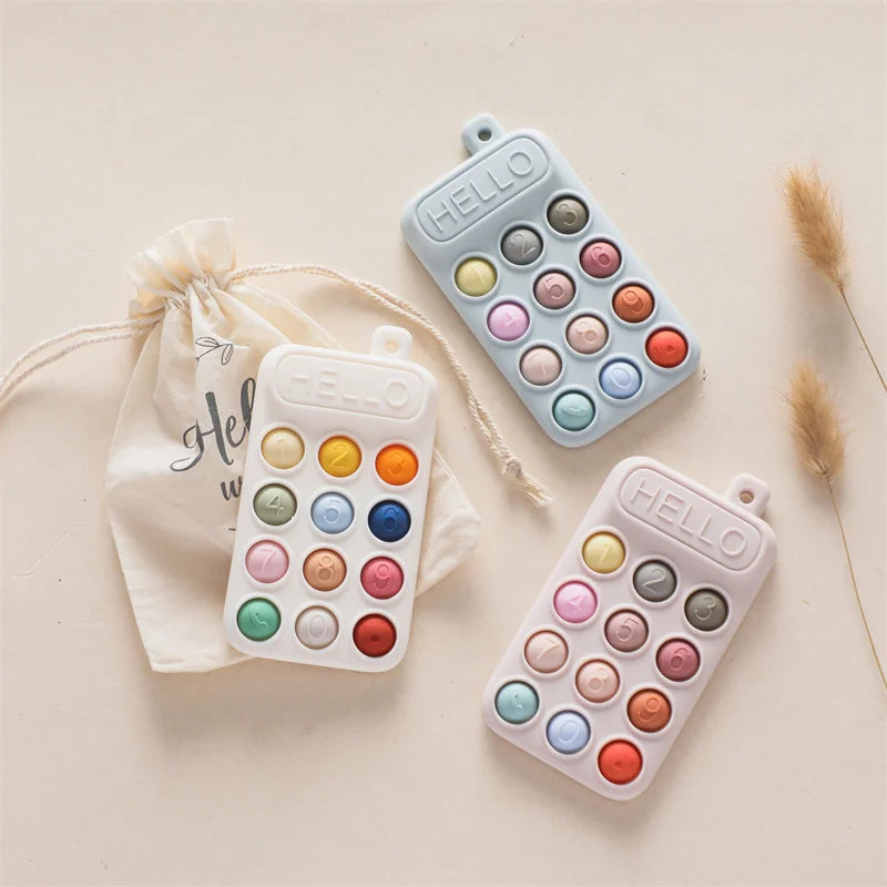Mobile Phone-Shaped Silicone Baby Teether