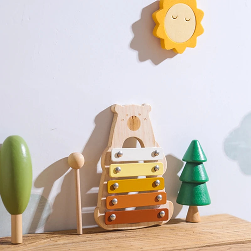 Small Wooden 5-Tone Elephant Xylophone