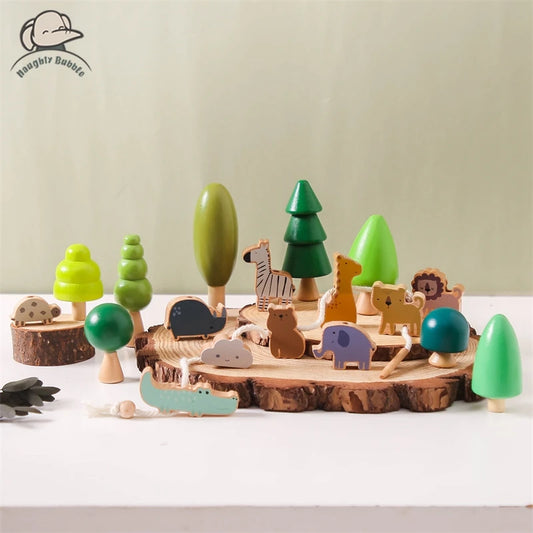 Wooden Forest & Animal Play Set – Natural Simulation Toy for Imaginative Learning
