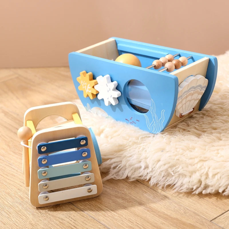 Wooden Ship Activity Toy – Multi-Sensory Music & Fine Motor Learning Toy