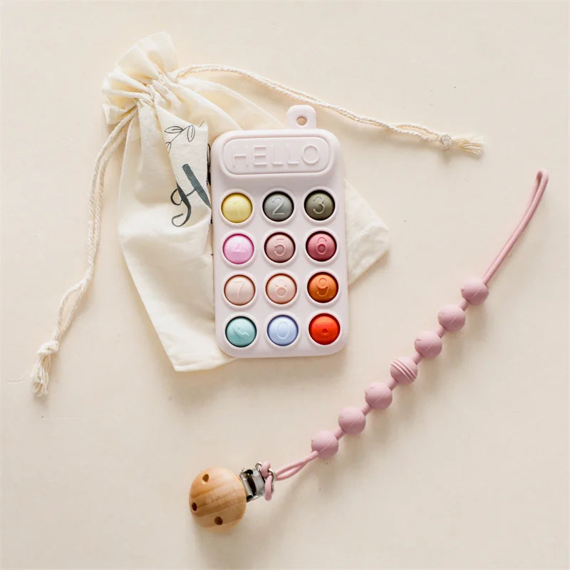 Mobile Phone-Shaped Silicone Baby Teether
