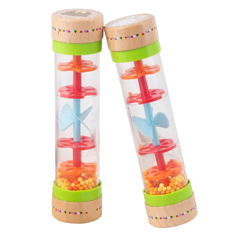 Wooden Rainmaker Sound Toy – Montessori Musical Sensory Tube for Babies & Toddlers