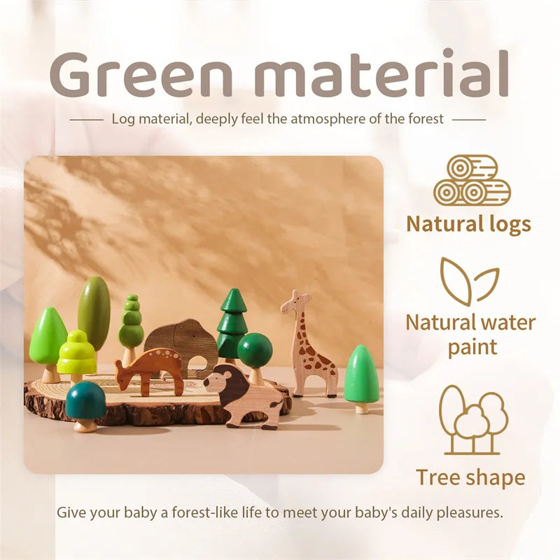 Wooden Forest & Animal Play Set – Natural Simulation Toy for Imaginative Learning