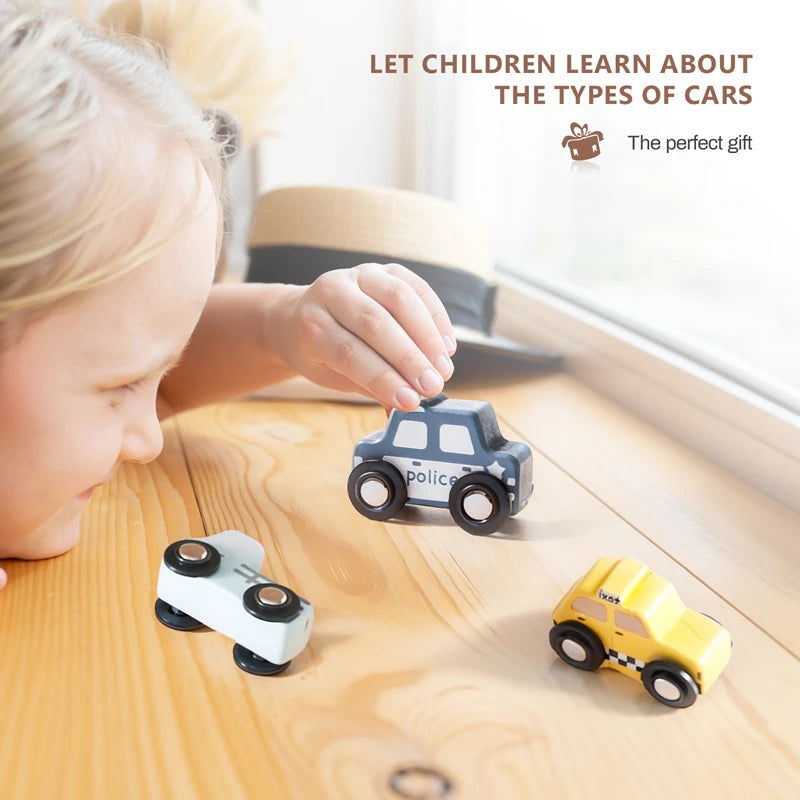 Wooden Vehicle Sorting Puzzle – Rolling Car Matching Board