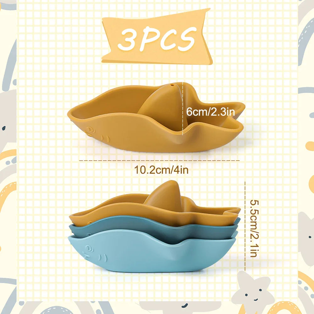 Bath Toy Set of 3 Silicone Sharks Multivariant-4