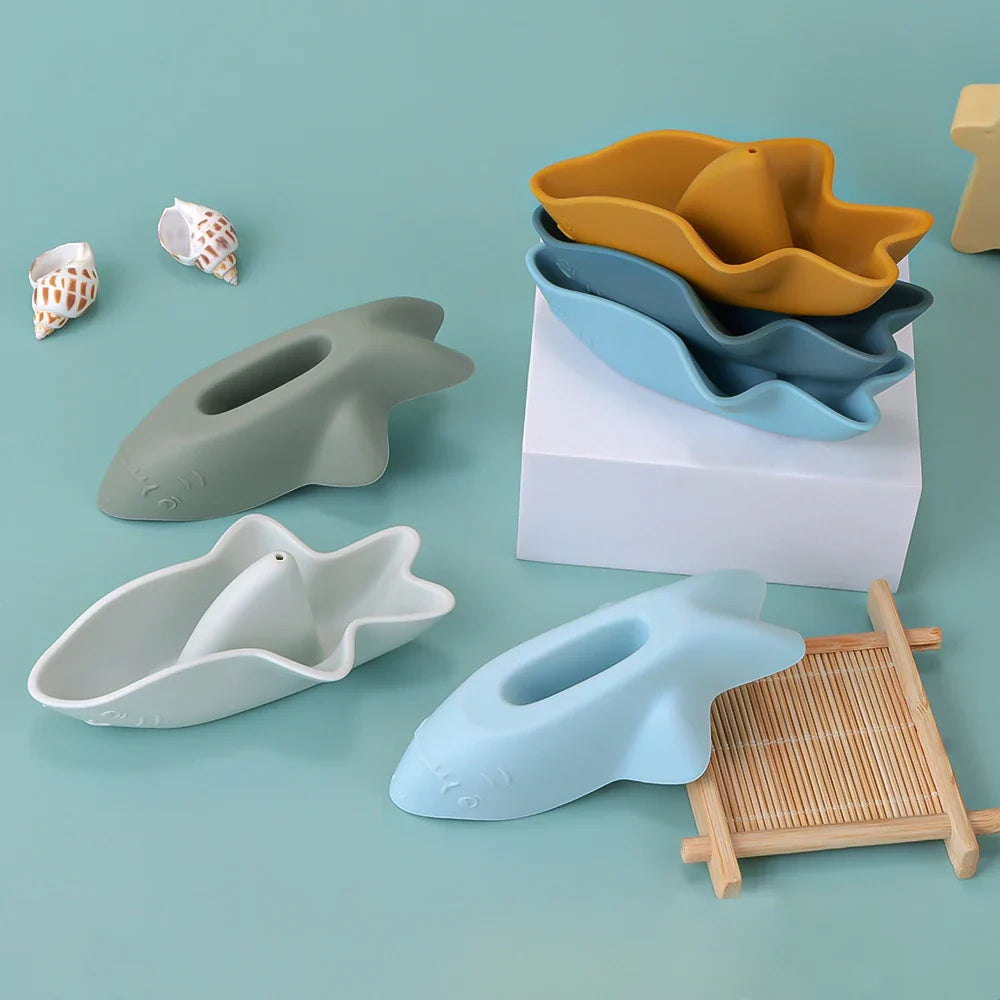 Bath Toy Set of 3 Silicone Sharks Multivariant-2