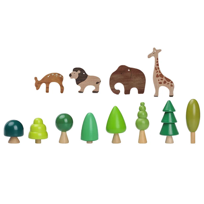 Wooden Forest & Animal Play Set – Natural Simulation Toy for Imaginative Learning