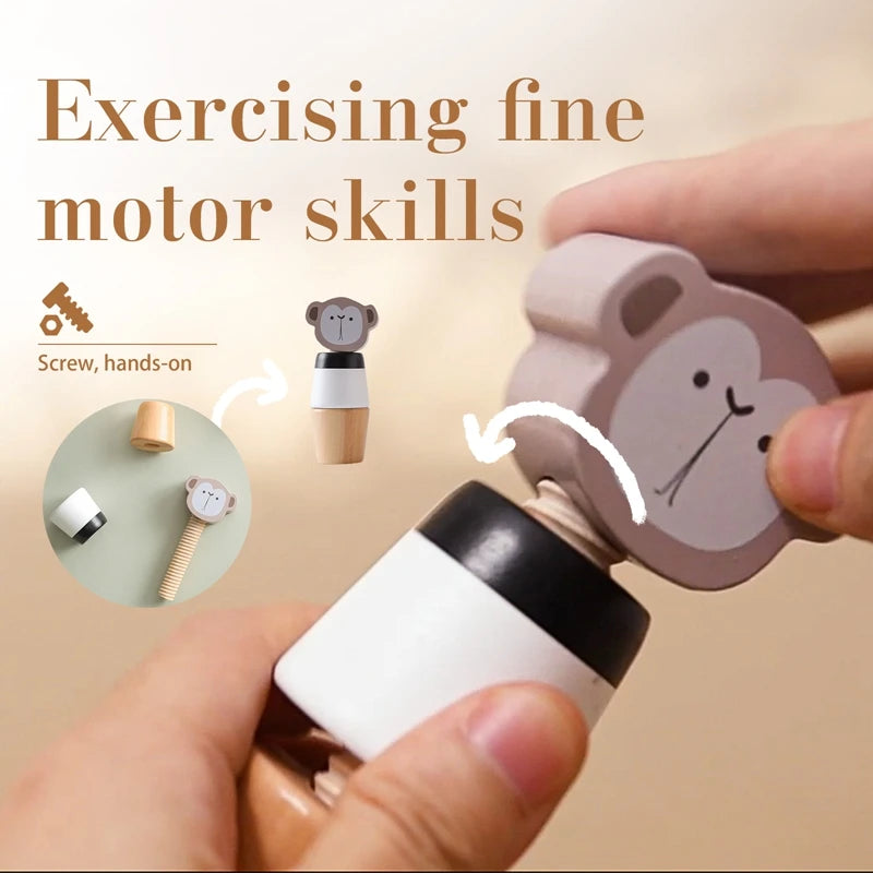 Wooden Screw Toy – Animal Shape Fine Motor Activity for Toddlers