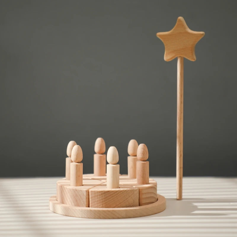 Wooden Birthday Cake Toy – Montessori-Inspired Cognitive & Pretend Play Set