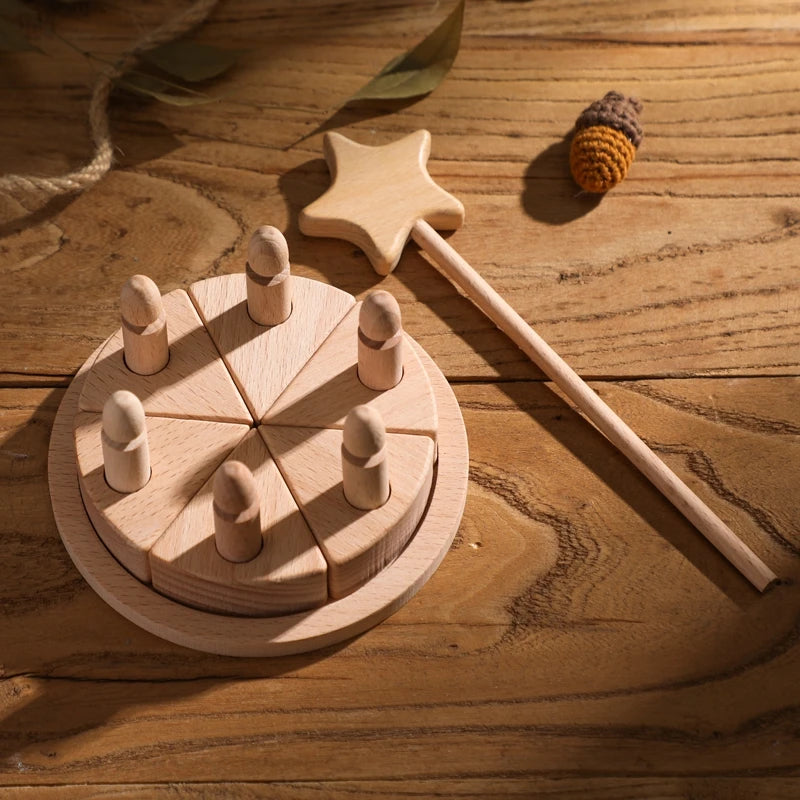 Wooden Birthday Cake Toy – Montessori-Inspired Cognitive & Pretend Play Set