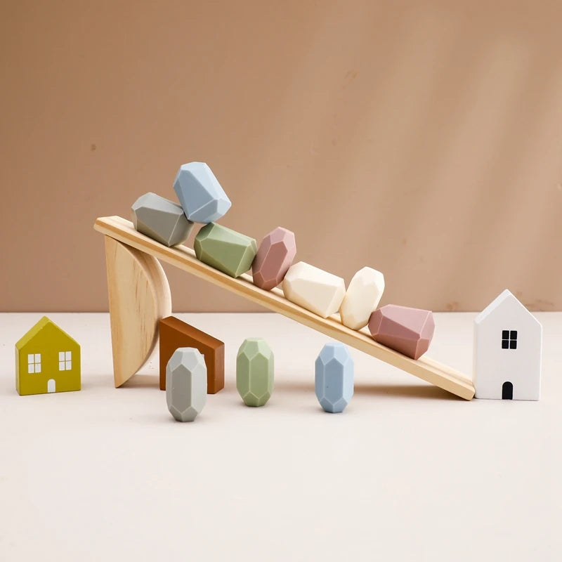 Wooden Balancing & Threading Toy Set – Animals, Shapes & Beads for Fine Motor Development