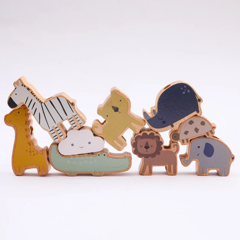Wooden Balancing & Threading Toy Set – Animals, Shapes & Beads for Fine Motor Development