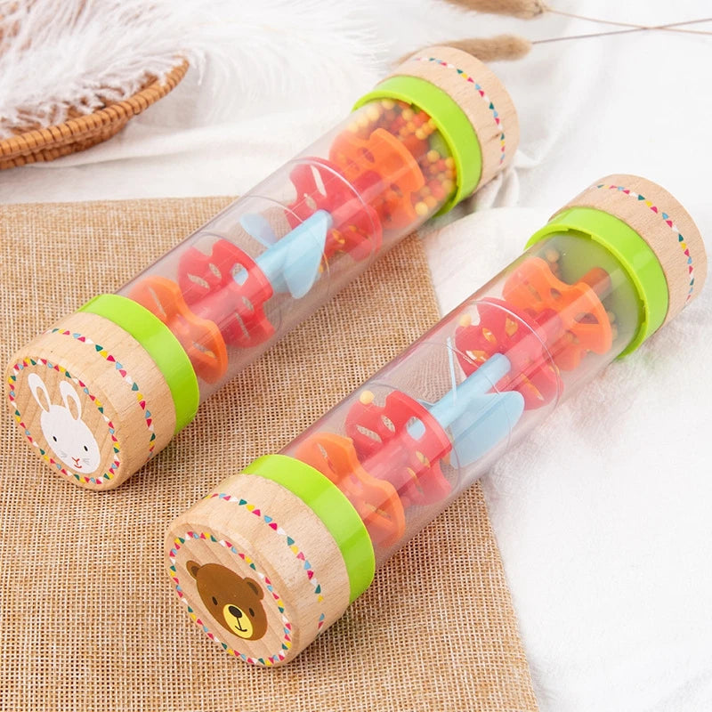 Wooden Rainmaker Sound Toy – Montessori Musical Sensory Tube for Babies & Toddlers