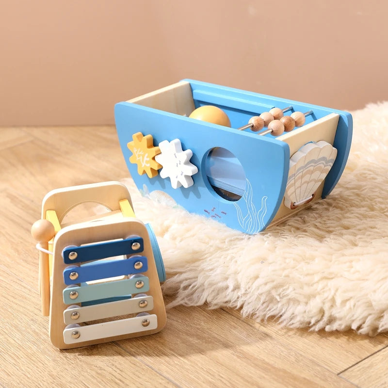 Wooden Ship Activity Toy – Multi-Sensory Music & Fine Motor Learning Toy