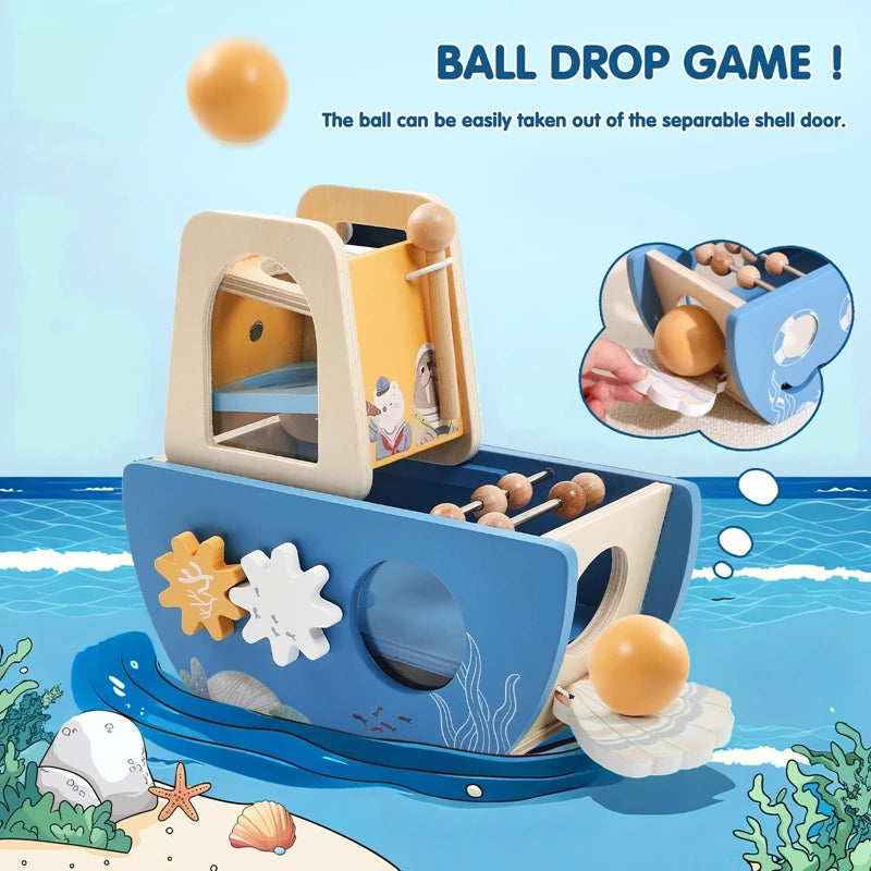 Wooden Ship Activity Toy – Multi-Sensory Music & Fine Motor Learning Toy
