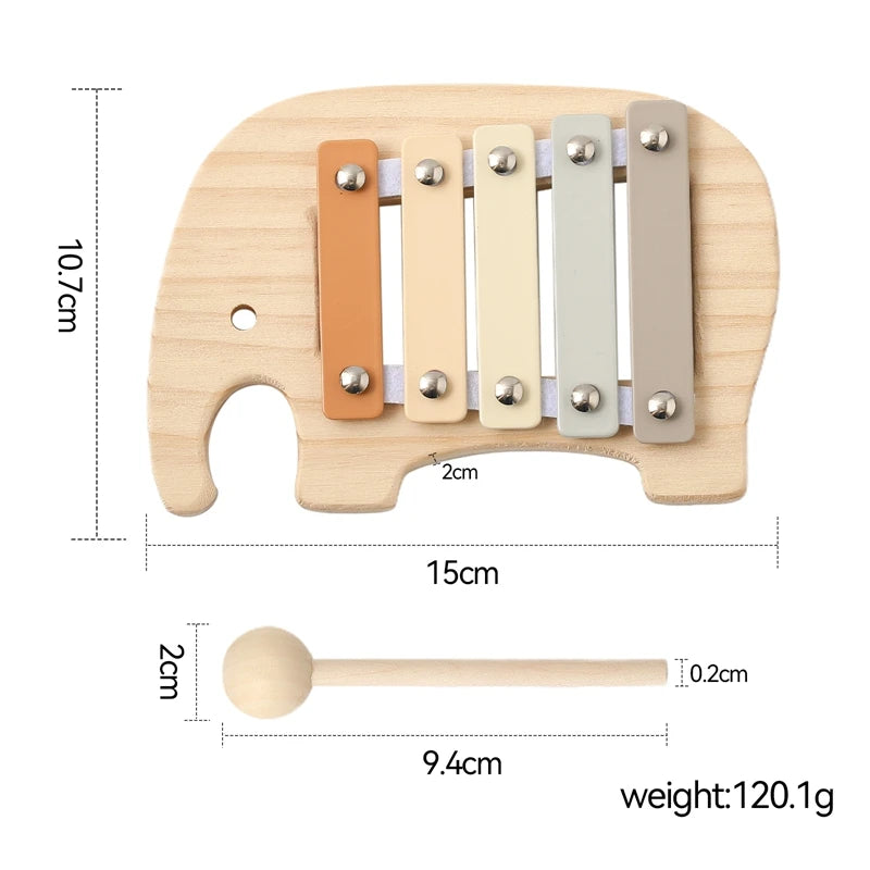 Small Wooden 5-Tone Elephant Xylophone