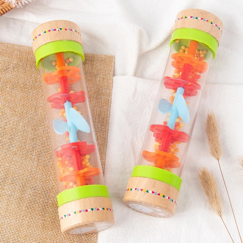 Wooden Rainmaker Sound Toy – Montessori Musical Sensory Tube for Babies & Toddlers