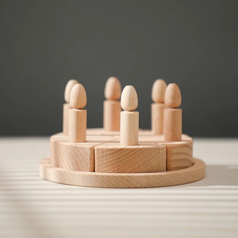 Wooden Birthday Cake Toy – Montessori-Inspired Cognitive & Pretend Play Set