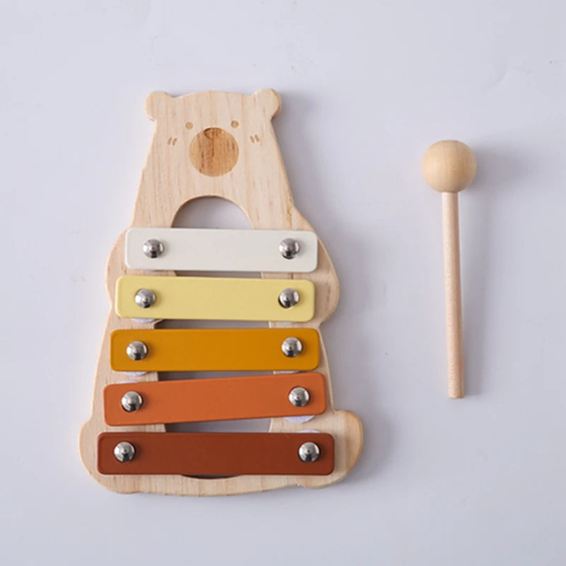 Small Wooden 5-Tone Elephant Xylophone