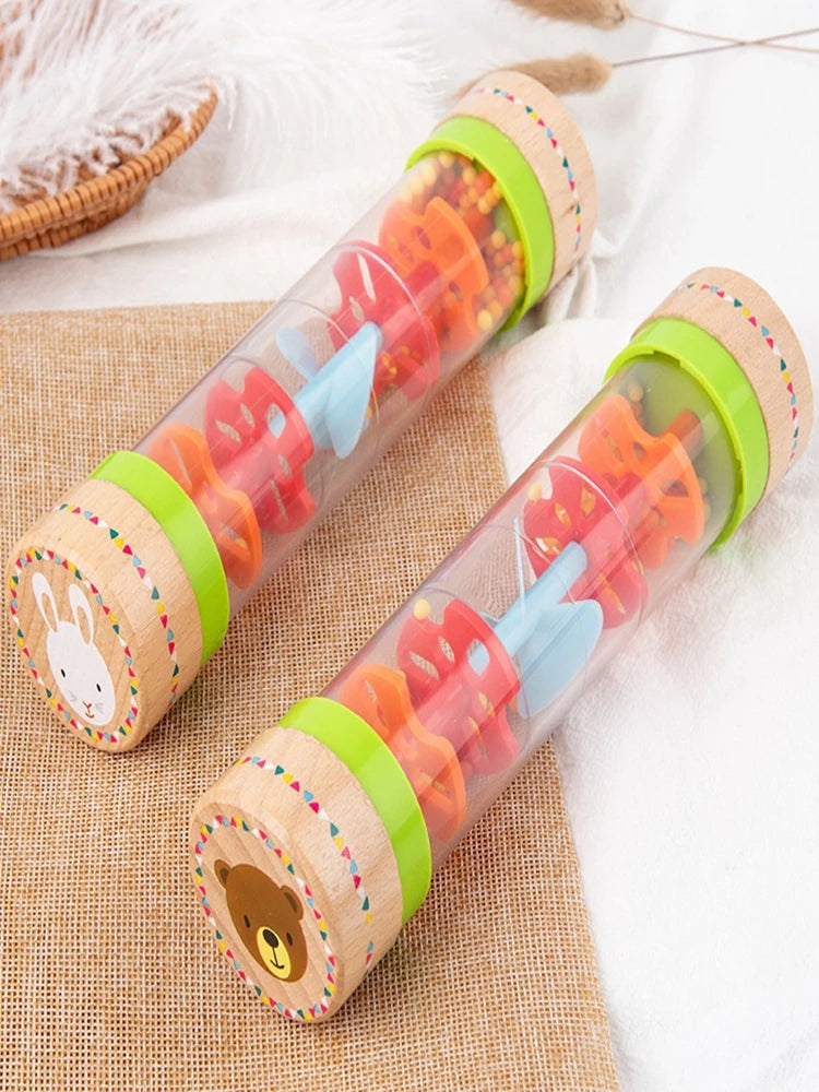 Wooden Rainmaker Sound Toy – Montessori Musical Sensory Tube for Babies & Toddlers