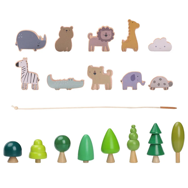 Wooden Forest & Animal Play Set – Natural Simulation Toy for Imaginative Learning