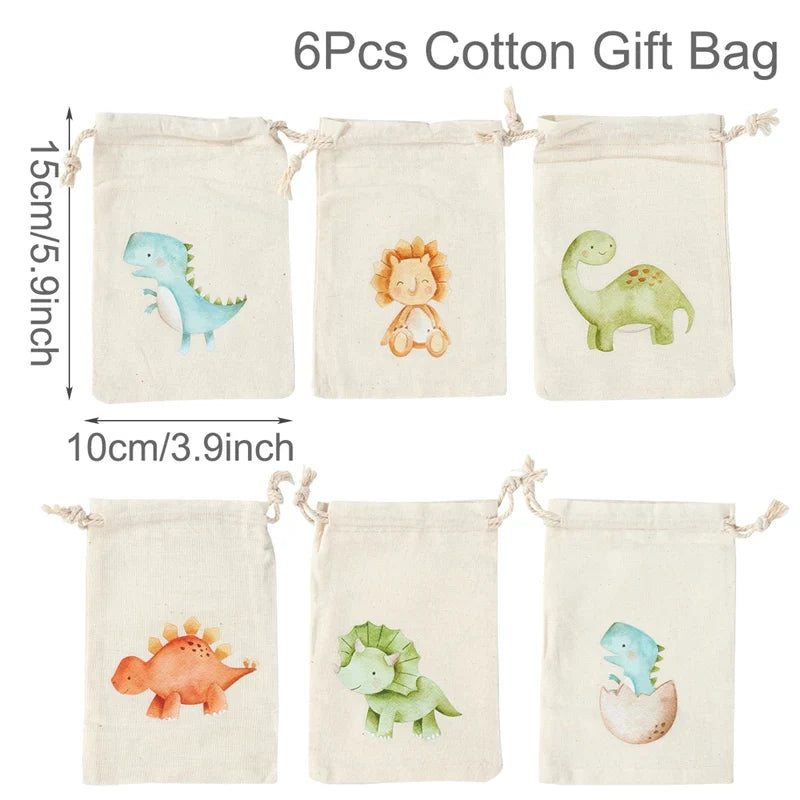 Set of 6 cotton canvas bags with multi-variant animals-5