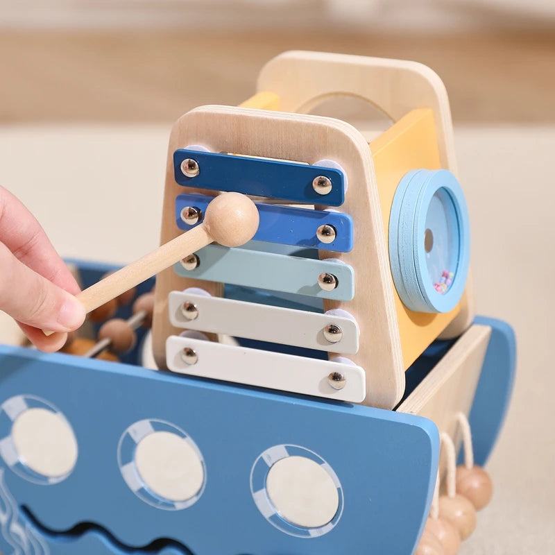 Wooden Ship Activity Toy – Multi-Sensory Music & Fine Motor Learning Toy