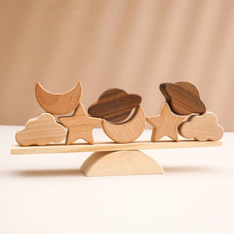 Wooden Balancing & Threading Toy Set – Animals, Shapes & Beads for Fine Motor Development