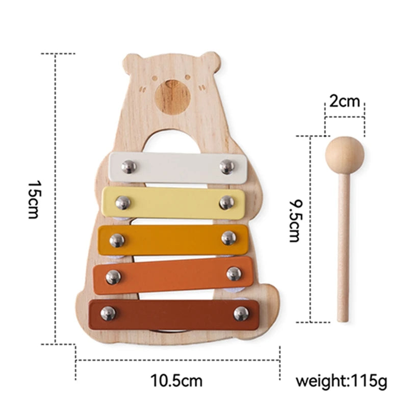 Small Wooden 5-Tone Elephant Xylophone