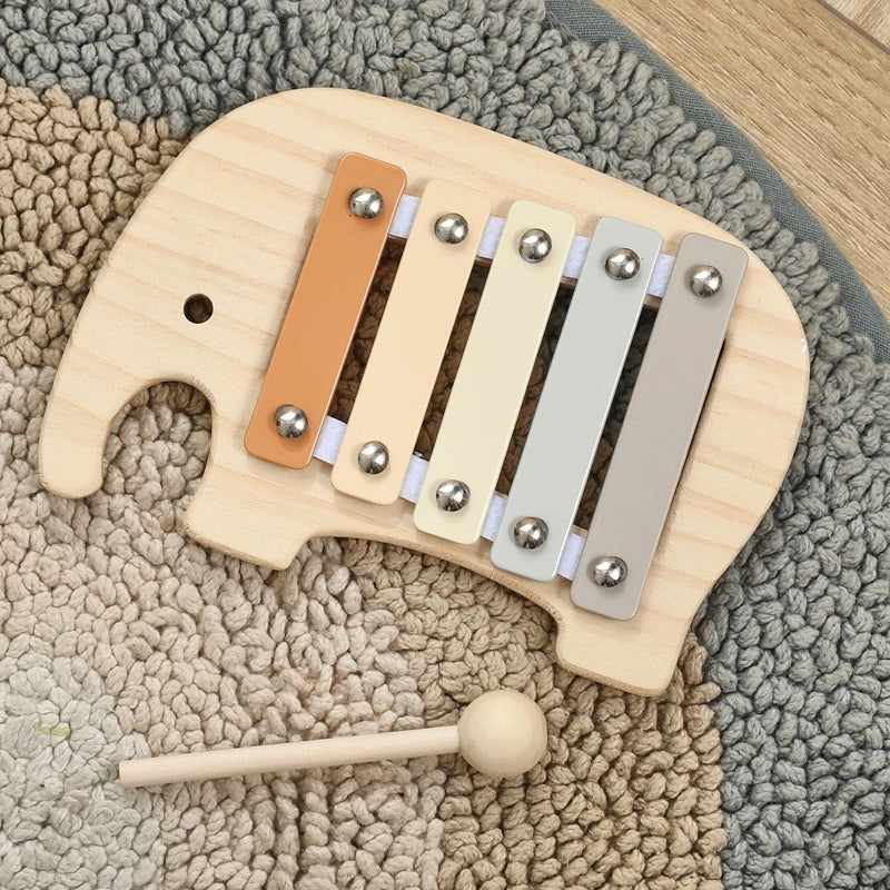 Small Wooden 5-Tone Elephant Xylophone