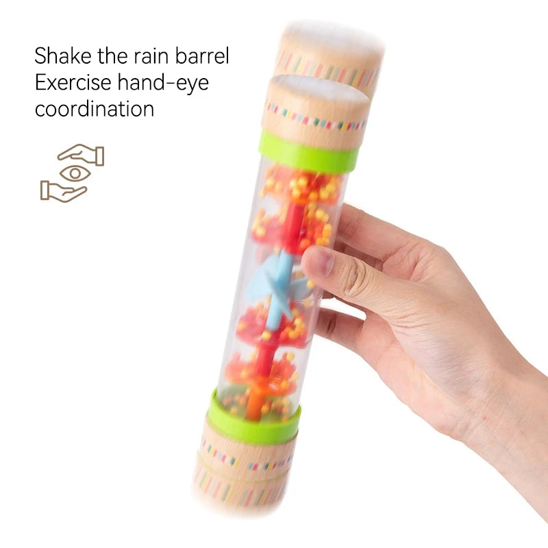 Wooden Rainmaker Sound Toy – Montessori Musical Sensory Tube for Babies & Toddlers