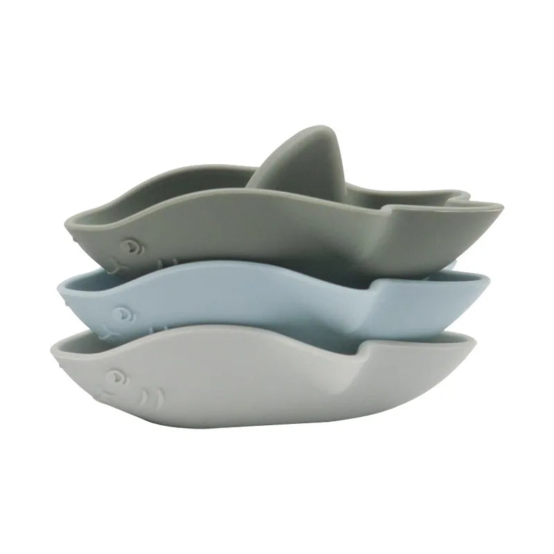 Bath Toy Set of 3 Silicone Sharks Multivariant-5