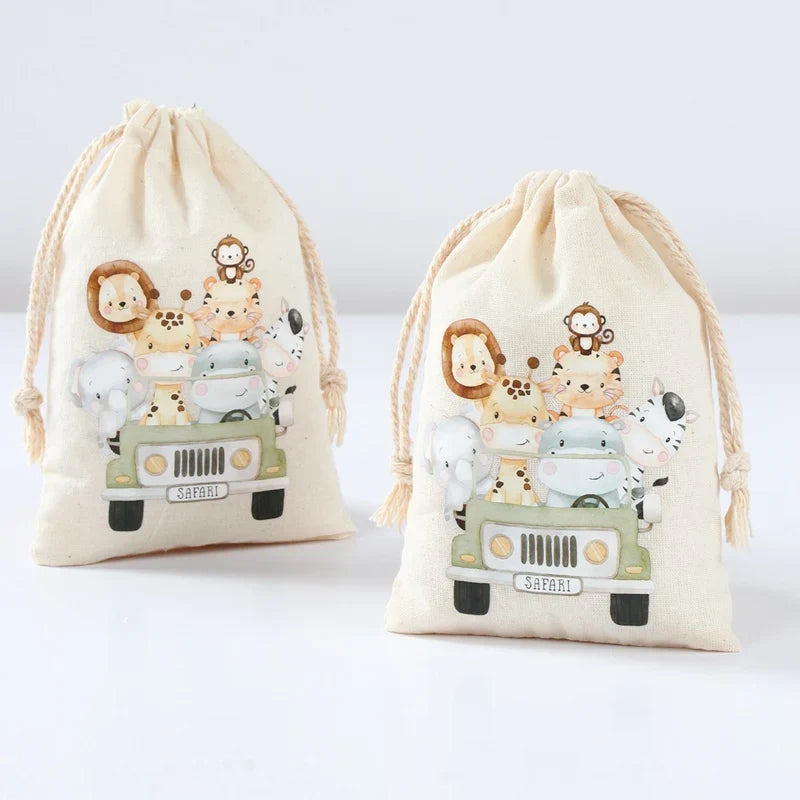 Set of 6 cotton canvas bags with multi-variant animals-2