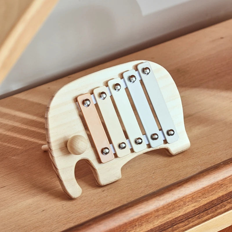 Small Wooden 5-Tone Elephant Xylophone