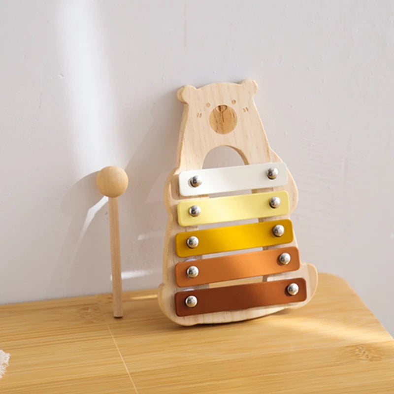 Small Wooden 5-Tone Elephant Xylophone