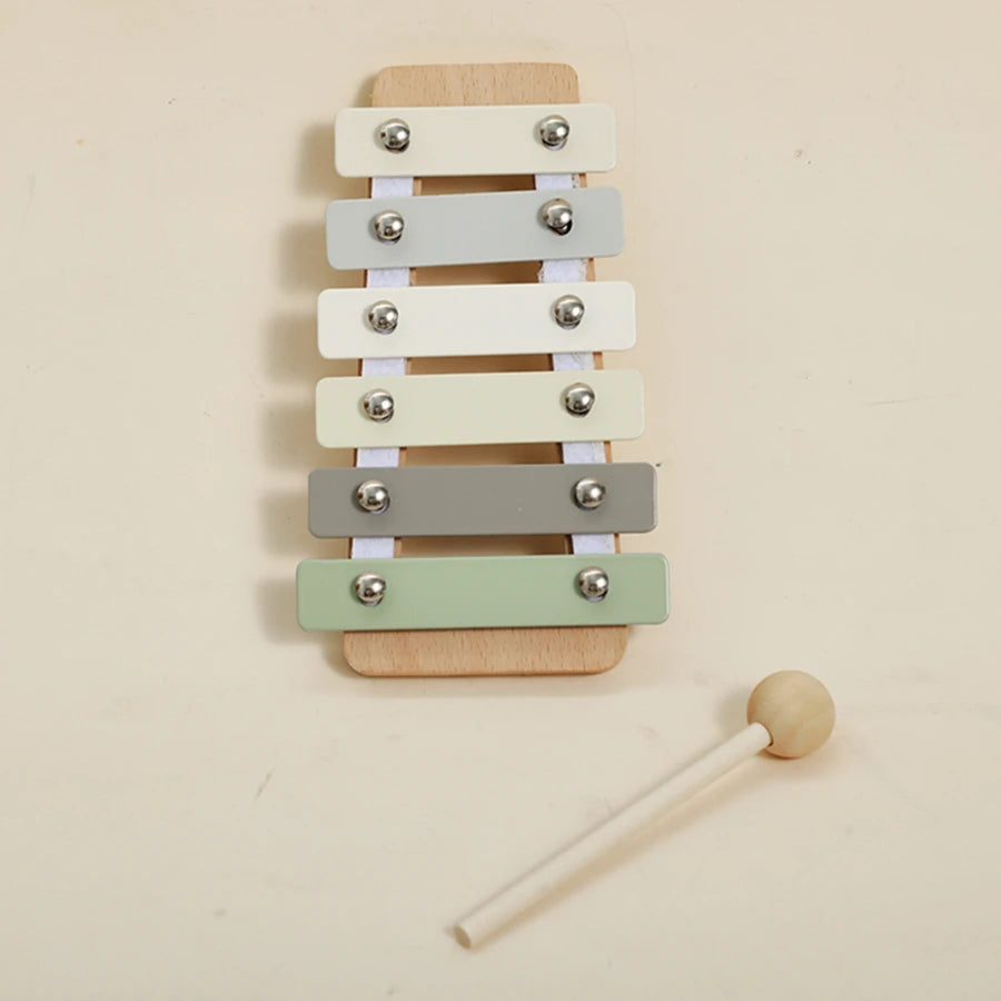 Montessori Musical Instrument Set for Babies & Toddlers – Rattle, Bell, Drum & Xylophone