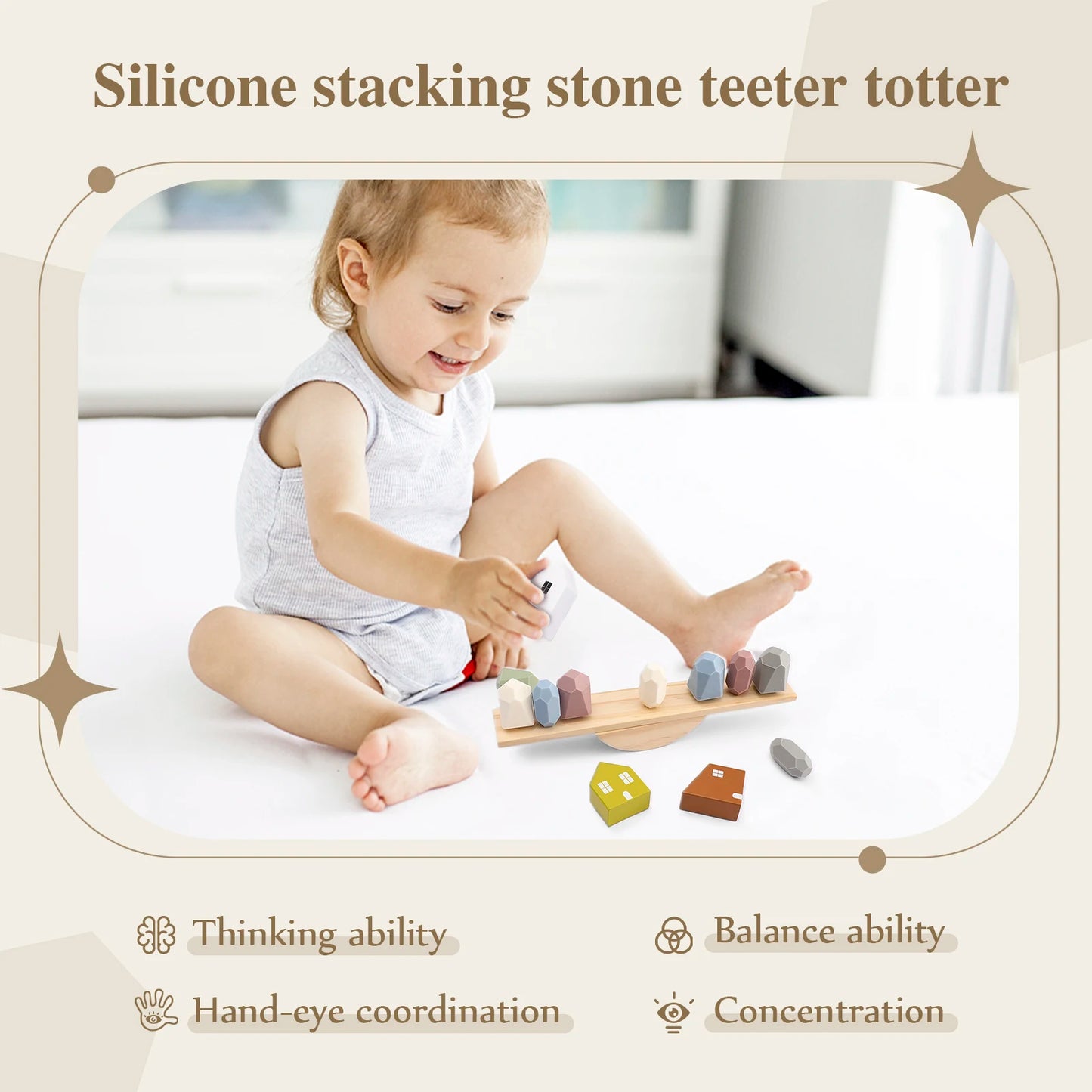 Wooden Balancing & Threading Toy Set – Animals, Shapes & Beads for Fine Motor Development