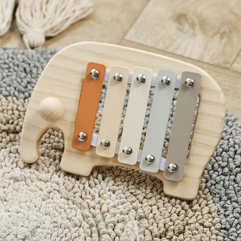 Small Wooden 5-Tone Elephant Xylophone