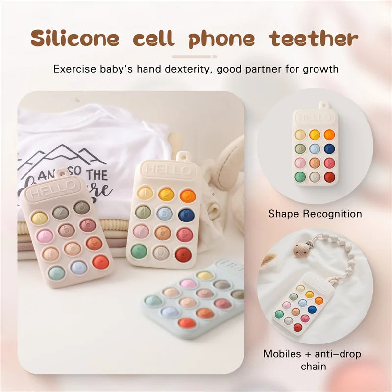 Mobile Phone-Shaped Silicone Baby Teether