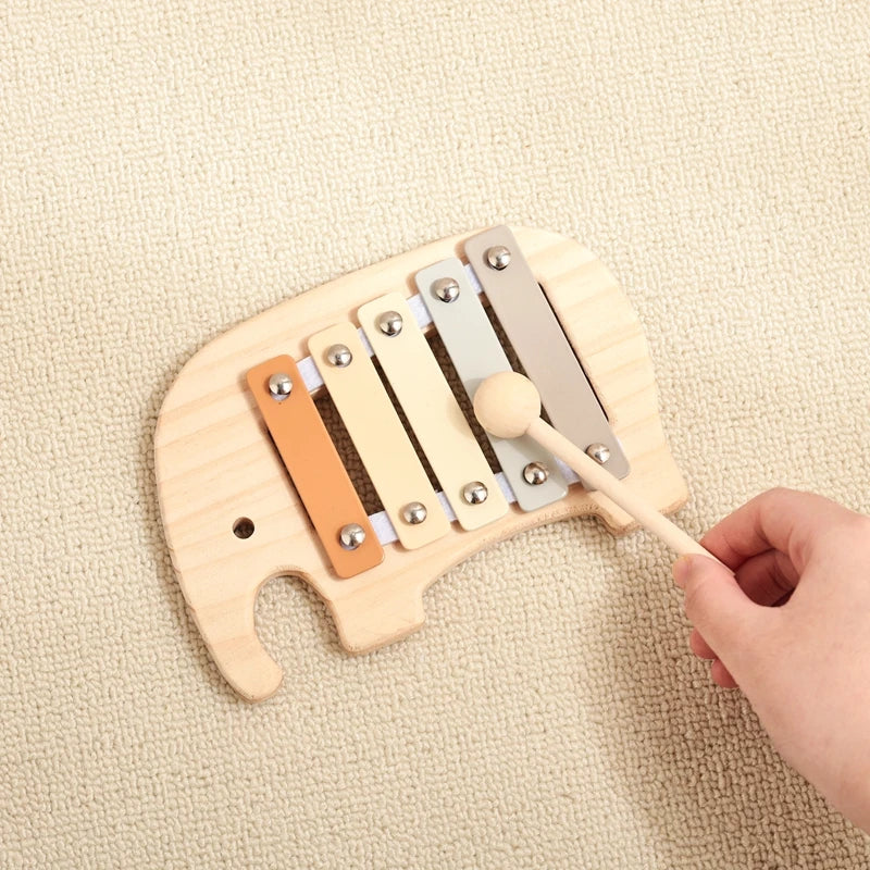 Small Wooden 5-Tone Elephant Xylophone