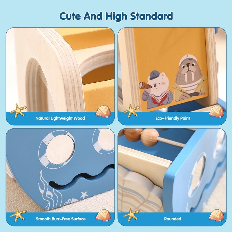 Wooden Ship Activity Toy – Multi-Sensory Music & Fine Motor Learning Toy