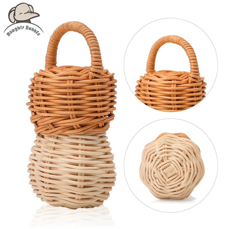 Handmade Rattan Baby Rattle – Montessori-Inspired Sensory Toy for Infants
