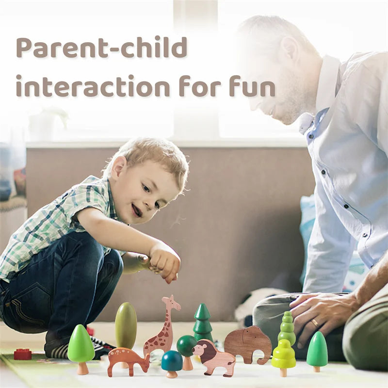 Wooden Forest & Animal Play Set – Natural Simulation Toy for Imaginative Learning
