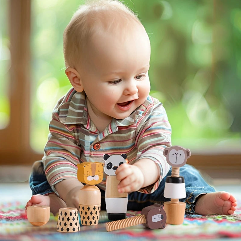 Wooden Screw Toy – Animal Shape Fine Motor Activity for Toddlers