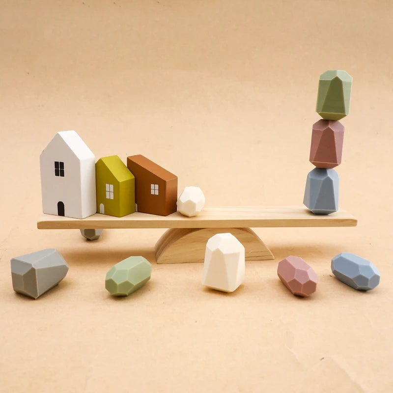 Wooden Balancing & Threading Toy Set – Animals, Shapes & Beads for Fine Motor Development